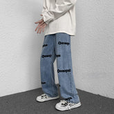 Men Jeans Straight Jeans Men's Summer Loose Wide Leg Pants Trousers